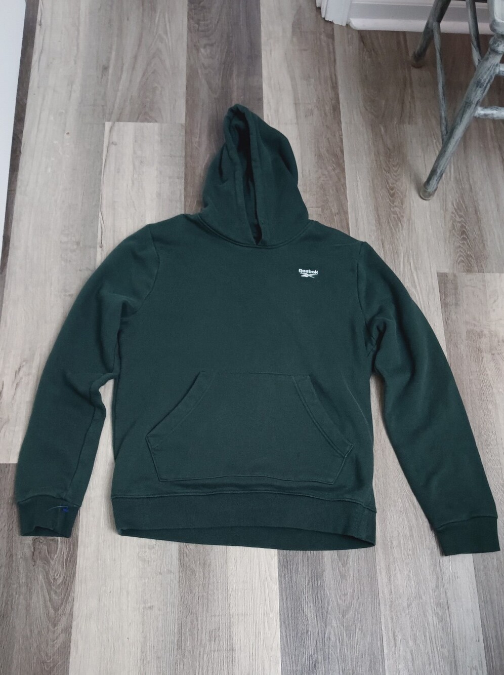Vintage Reebok Men's Forest Green Hooded Pullover Sweatshirt